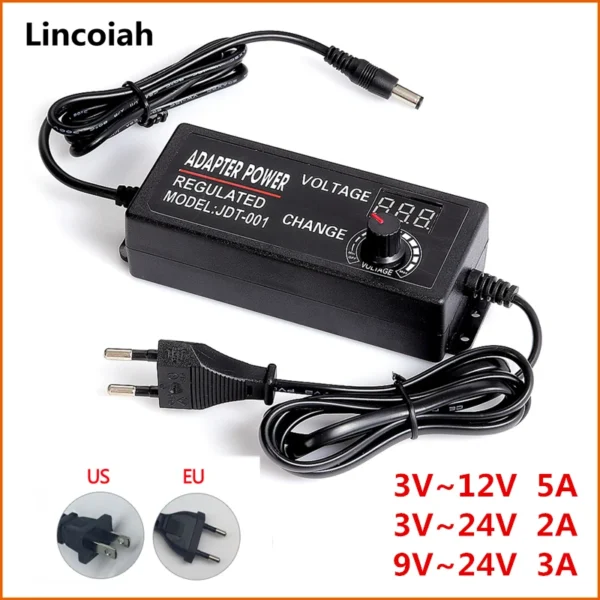 Universal Adjustable AC to DC Power Supply Adapter – 3V/5V/6V/9V/12V/15V/18V/24V Converter (1A/2A/5A) — image 1