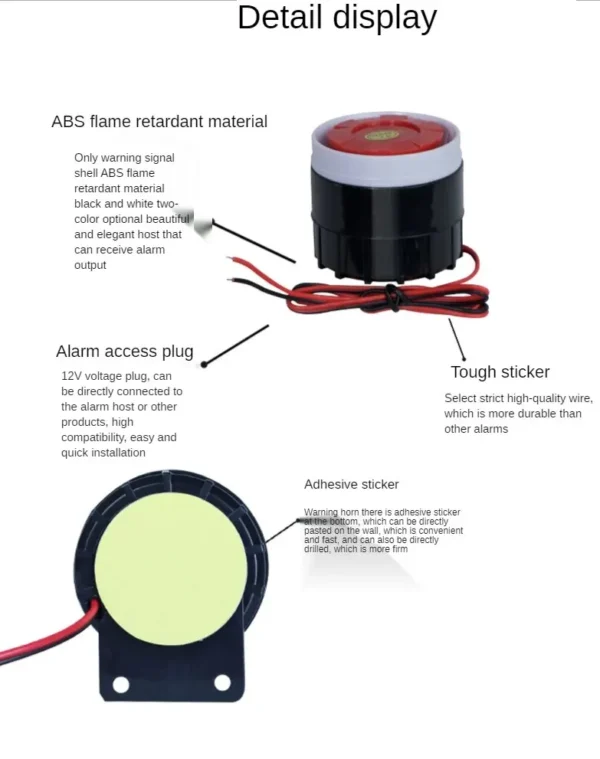 DC 12V Wired Mini Horn Siren 105dB – Home Security Anti-Theft Alarm Horn — image 4