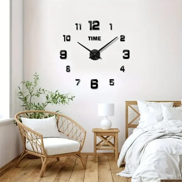 Creative Frameless DIY Wall Clock – Silent Decorative Wall Decal for Living Room & Office — image 1