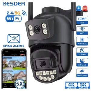 Wifi Camera PTZ Outdoor AI Human Detection Dual Screen 4K 8MP CCTV Security IP Camera Audio Email Alarm O-Kam Pro