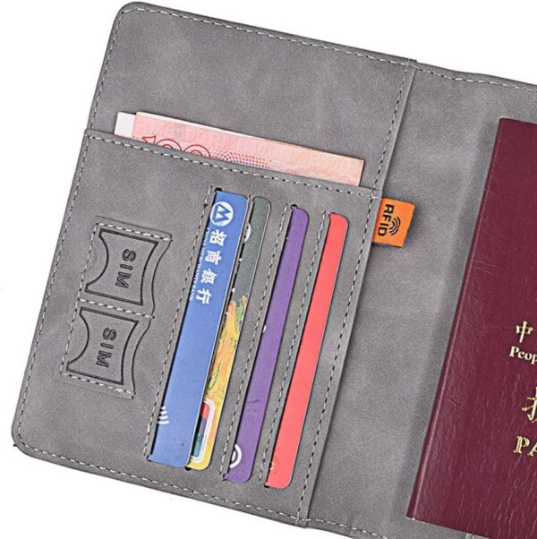 PU Leather Travel Passport Wallet & Card Holder (Grey) — image 2
