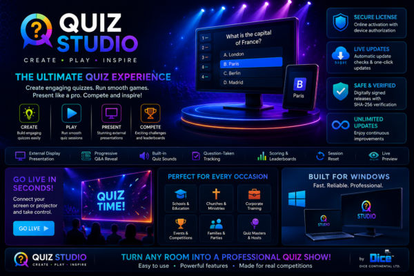 Dice Quiz Studio – Game Show Quiz Creation & Projection - 1 Device, Lifetime License — image 2