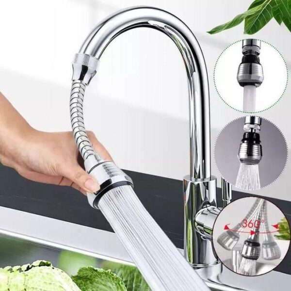 Stainless Steel Rotating Kitchen Faucet Sprayer – Water-Saving Splash-Proof Faucet Extender & Aerator — image 3