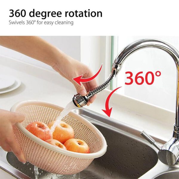 Stainless Steel Rotating Kitchen Faucet Sprayer – Water-Saving Splash-Proof Faucet Extender & Aerator — image 4