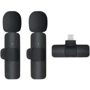 Mini Wireless Lavalier Microphone for iPhone – Noise-Cancelling Clip-On Lapel Mic 2 in 1